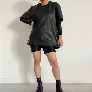 Faux Leather Oversized Tee